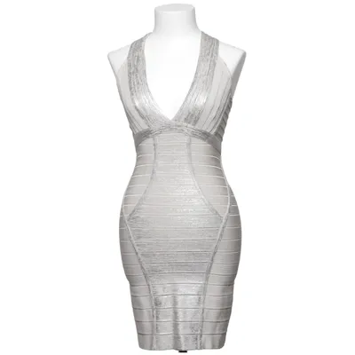 Cocktail dress (Beige, Silver, Gray) from Herve Leger Elastane, Polyamide, Viscose