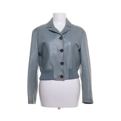 Leren jack (Petrol, Grijs) van Prada Leer, Viscose, Wol