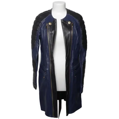 Læderfrakke (Blå, Sort) fra Pierre Balmain Læder, Polyester, Viscose
