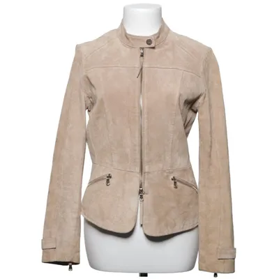Leather jacket (Beige) from Mango Leather, Polyester