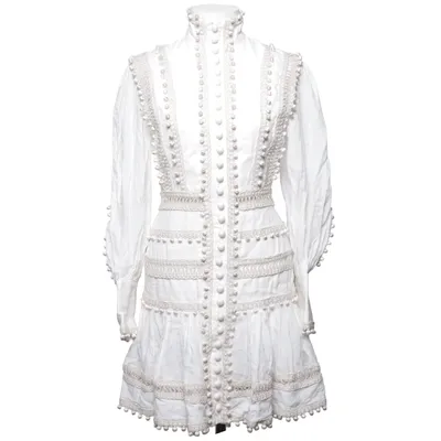 Robe (Blanc, Beige) de Zimmermann Coton, Lin, Polyester, Viscose