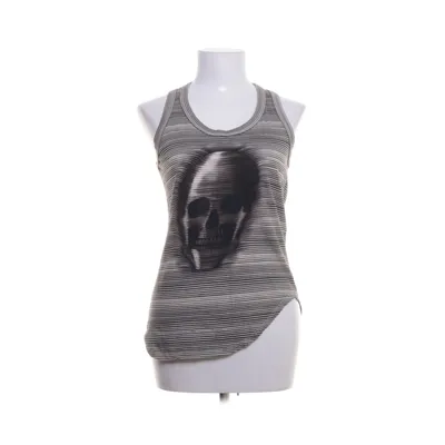 Tanktop  (Designer bluse uden ærmer med striber og "skull", Det er en størrelse 34, men passer også 36. Asymmetrisk slidsdetalje i siden ) fra Alexander McQueen Bomuld