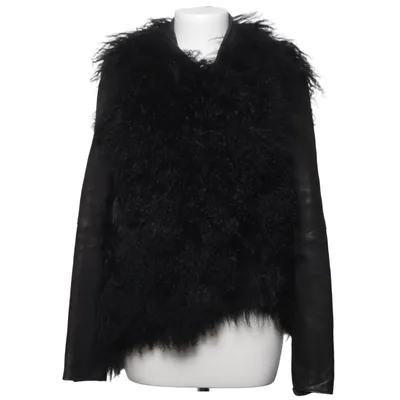 Veste en fourrure (Noir) de Helmut Lang Coton, Cupro, Fourrure, Cuir, Laine de mouton, Polyester