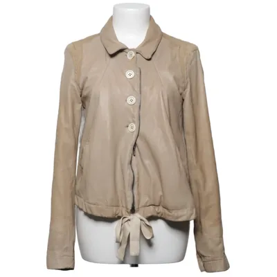 Veste en cuir (Beige) de Prada Coton, Cuir
