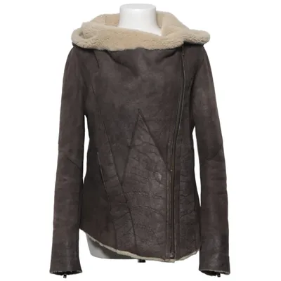 Veste en peau de mouton retournée (Gris, Beige) de Helmut Lang Cuir, Laine