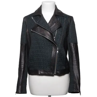 Veste de motard (Noir) de Helmut Lang Élasthane, Cuir, Nylon, Polyester, Viscose