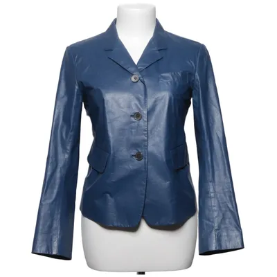 Blazer en cuir (Bleu) de Jil Sander Cuir, Polyester, Soie
