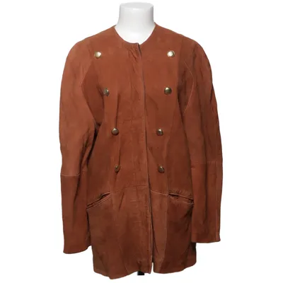 Ledermantel (Braun) von Pierre Balmain Acetat, Leder, Viskose