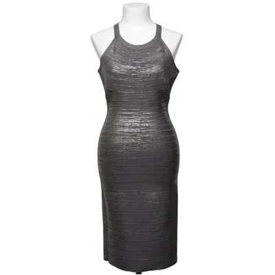 Cocktail dress (Gray, Silver) from Herve Leger Elastane, Polyamide, Viscose