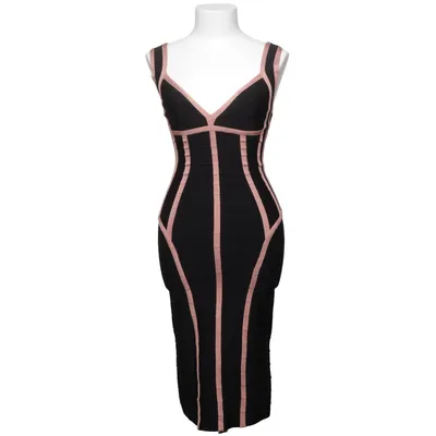 Robe de cocktail (Noir, Rose) de Herve Leger Élasthane, Polyamide, Viscose