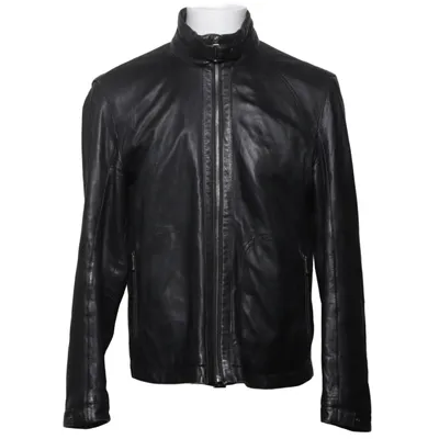 Leather jacket (Black) from Zegna Sport Leather, Polyester, Wool