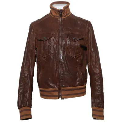 Veste en cuir (Marron, Orange) de Dolce & Gabbana Élasthane, Cuir, Polyester