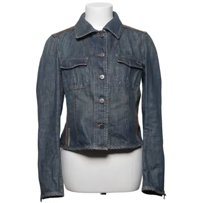 Veste en jean (Bleu) de Prada Coton, Cuir