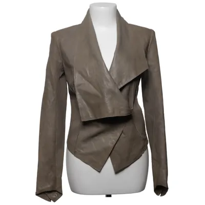 Läderjacka (Beige) från Helmut Lang Bomull, Kupro, Skinn, Linne