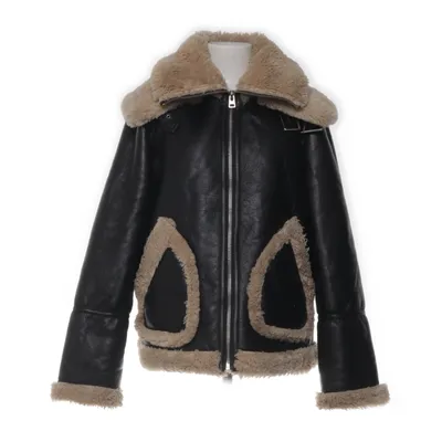Shearlingjacka (Svart, Beige) från Topshop