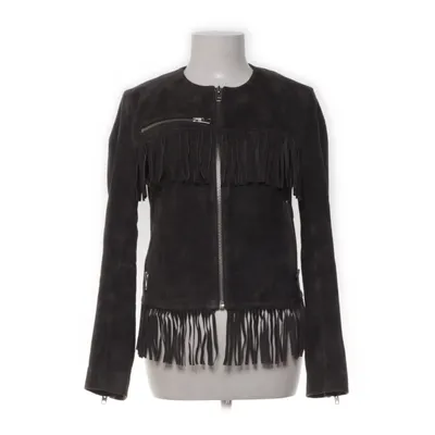 Läderjacka (Grå) från Topshop Skinn, Polyester, Mocka