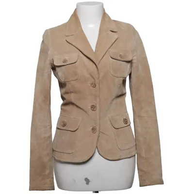 Leren blazer (Beige) Leer, Polyester