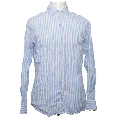Chemise (Bleu, Blanc) de Massimo Dutti Coton, Lin