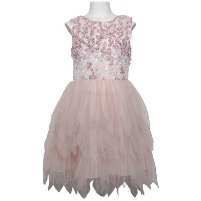 Robe de fille de fleur (Rose, Blanc) Polyester