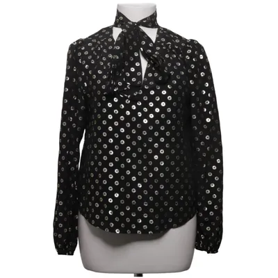 Blouse lavallière (Noir, Or) de Rixo Soie