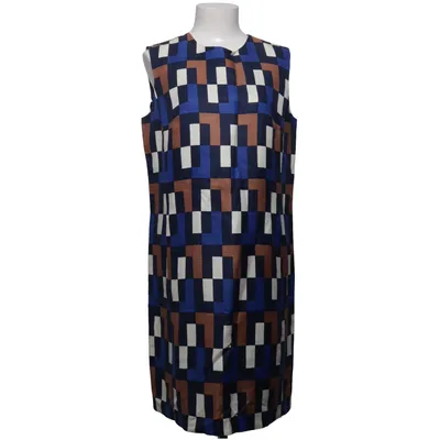 Jurk (Blauw, Wit, Bruin) van Milly Acetaat, Linnen, Zijde