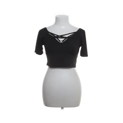 Crop top (Zwart) van Romwe Katoen, Polyester