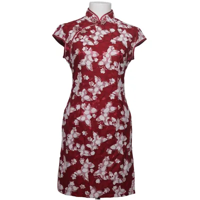 Cheongsam (Rouge, Blanc, Multicolore)