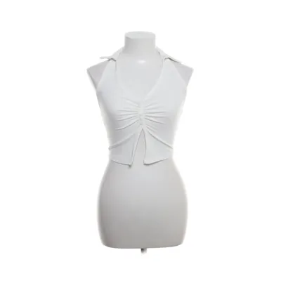 Halterneck top (Hvid) fra Bershka Elastan, Polyester, Viscose