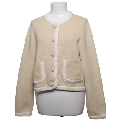 Cardigan (Beige, Blanc) de La Maille Sézane Coton, Laine de mouton, Polyamide