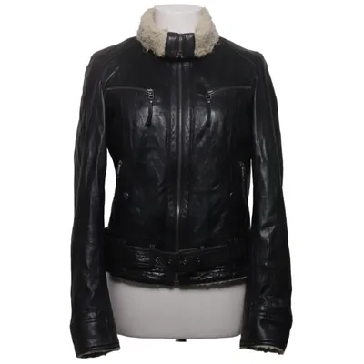 Veste en peau de mouton retournée (Noir) de Molltan Cuir, Polyester
