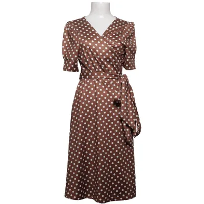 Wrap dress (Brown, White)
