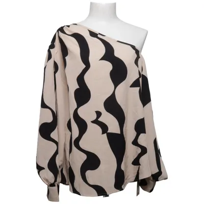 Bluse (Beige, Sort) fra Shein Curve Polyester