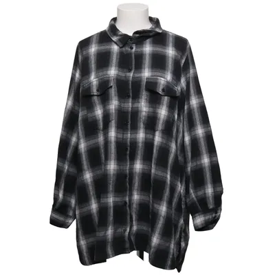 Flanellskjorta (Svart, Vit) från Zizzi Bomull, Återvunnen polyester, Viskos