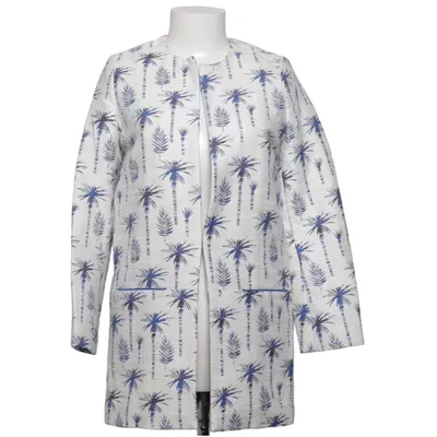 Coat (White, Blue) from Pom Amsterdam Acrylic, Cotton, Cupro, Polyester, Viscose