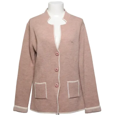 Cardigan (Beige, White) from Vida Acrylic, Polyester
