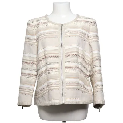 Jacket (Beige, White) from Anna Acetate, Acrylic, Cotton, Polyester