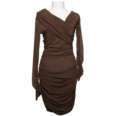 Klänning (Brun) från Henne Elastan, Polyester