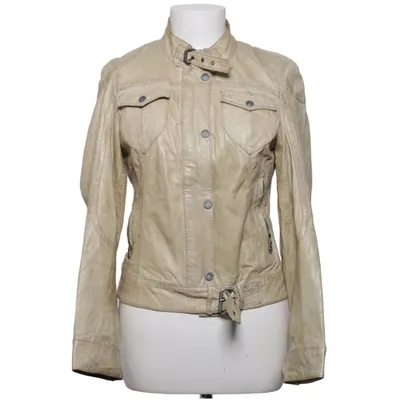 Leather jacket (Beige) from Mauritius Cotton, Leather, Polyester