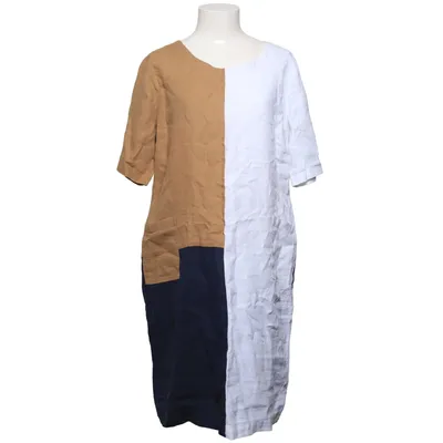 Dress (Brown, Blue, White, Multicolored) from Lisa Campione Elastane, Linen, Polyester