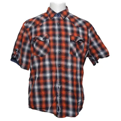 Short sleeve shirt (Orange, Blue, White) from Heron Cotton