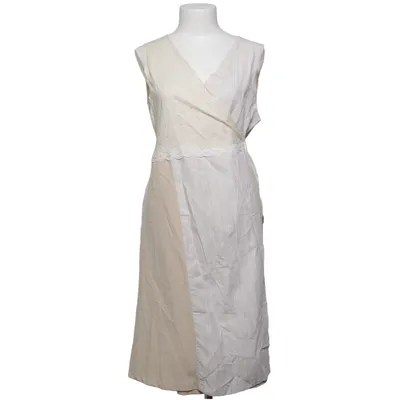 Wickelkleid (Weiß, Beige) von ClaMal Baumwolle, Hanf, Polyester