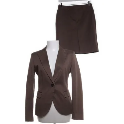 Jakkesæt med nederdel (Brun) fra Zara Basic Bomuld, Elastan, Polyester