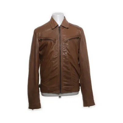 Leren jack (Bruin) van Mango Man Katoen, Polyester, Leer
