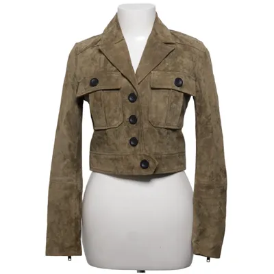 Leren jack (Groen) van Mango Leer, Polyester