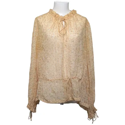 Bluse (Beige, Gold) von H&M Metallfaser, Seide