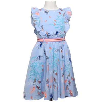 Jurk (Blauw, Meerkleurig) van Basefield Katoen, Polyamide, Polyester