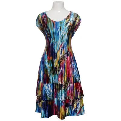 Robe (Bleu, Multicolore) de Nina Leonard Élasthane, Polyester