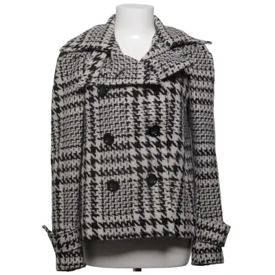 Pea coat (Black, White) from Whiite Acetate, Polyamide, Wool