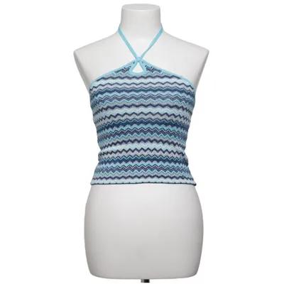 Halterneck top (Blå, Hvid, Sølv) fra Brownie Metallfiber, Polyamid, Polyester, Viscose