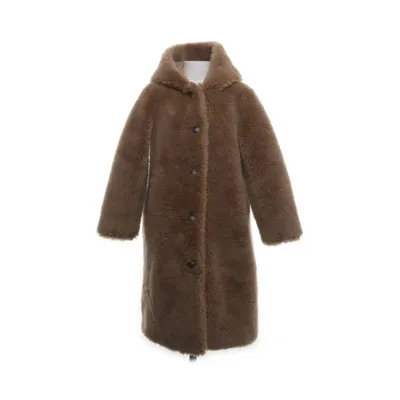 Vinterkappa (Brun) från Yves Salomon Polyester, Ull